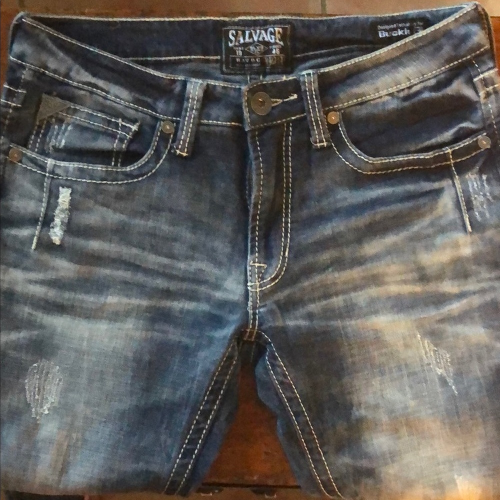 Men’s salvage havoc buckle slim straight jeans